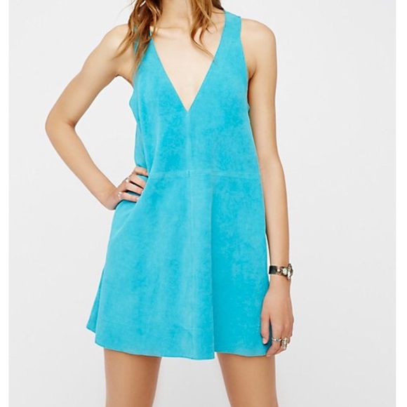 Free People Dresses & Skirts - Free People Teal Retro Love Suede Mini Dress